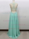 Scoop Neck Appliques Lace Open Back A-line Sage Chiffon Prom Dress #LDB020100565