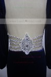 Scoop Neck Royal Blue Jersey Pearl Detailing Long Sleeve Sheath/Column Prom Dresses #LDB020100566