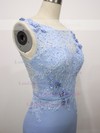 Trumpet/Mermaid Flower(s) Light Sky Blue Lace Tulle Silk-like Satin Scoop Neck Prom Dresses #LDB020100585
