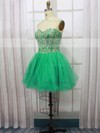 Green Short/Mini Tulle with Sequins Affordable Sweetheart Prom Dresses #LDB020100591