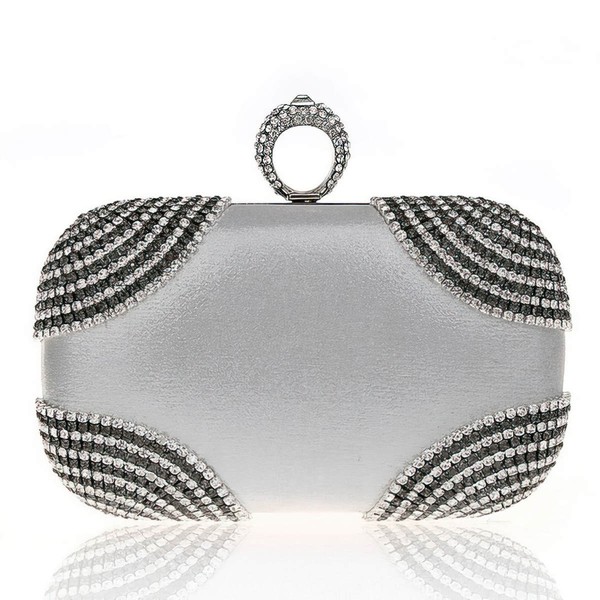 Silver Polyester Ceremony&Party Crystal/ Rhinestone Handbags #LDB03160009