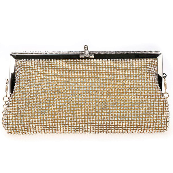 Gold Crystal/ Rhinestone Wedding Crystal/ Rhinestone Handbags #LDB03160013