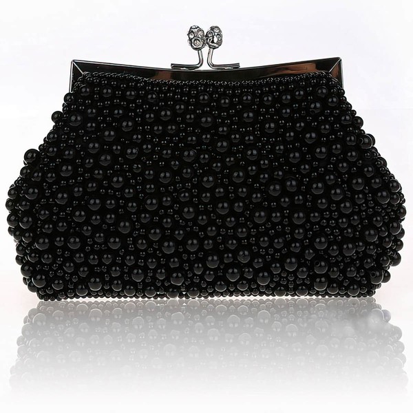 Black Imitation Pearl Wedding Imitation Pearl Handbags #LDB03160032