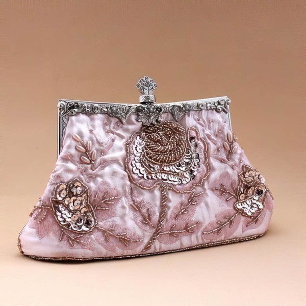 Silver Satin Ceremony&Party Imitation Pearl Handbags #LDB03160036