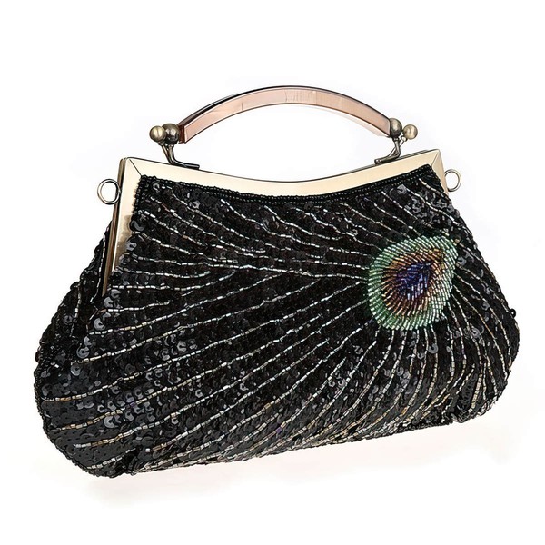 Black Sequin Wedding Metal Handbags #LDB03160037