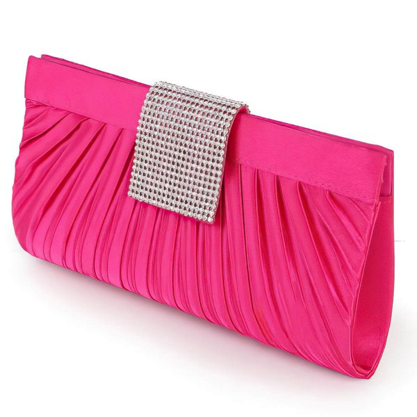 Fuchsia Silk Wedding Ruffles Handbags #LDB03160044