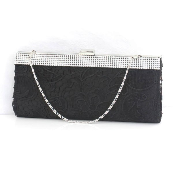 Black Silk Wedding Crystal/ Rhinestone Handbags #LDB03160057
