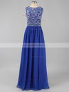 Red Floor-length Chiffon Tulle Beading Scoop Neck Modest Prom Dress #LDB02016976