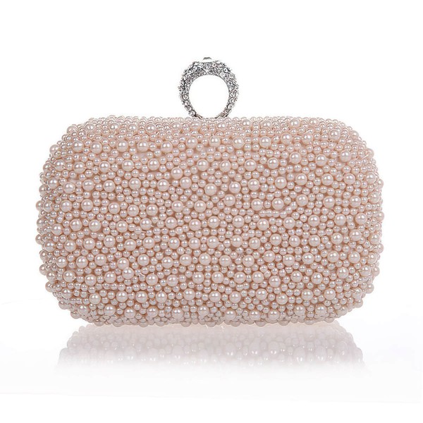 Pink Imitation Pearl Wedding Crystal/ Rhinestone Handbags #LDB03160069