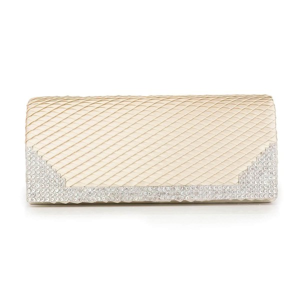 White Silk Ceremony&Party Crystal/ Rhinestone Handbags #LDB03160076