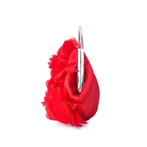 Red Silk Wedding Flower Handbags #LDB03160079