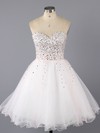 Cute Ivory Tulle with Beading Lace-up Sweetheart Short/Mini Prom Dress #LDB02017090