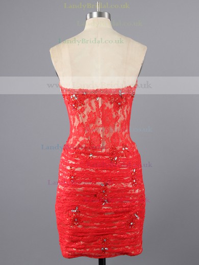Sheath/Column Sweetheart Beading Girls Short/Mini Red Lace Prom Dress #LDB02017095