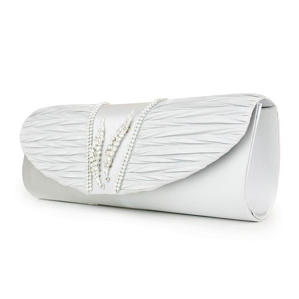 Silver Silk Wedding Crystal/ Rhinestone Handbags #LDB03160118
