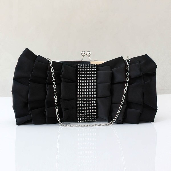 Black Silk Wedding Crystal/ Rhinestone Handbags #LDB03160130