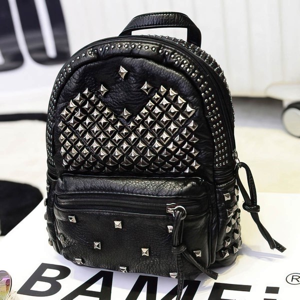 Black PU Casual & Shopping Rivet Handbags #LDB03160139