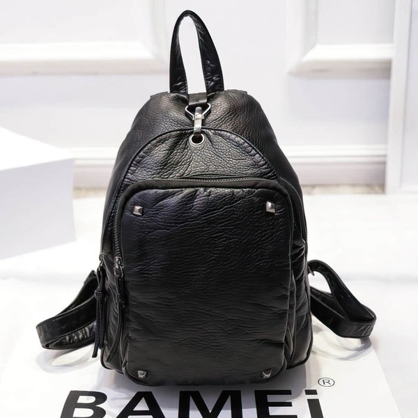 Black PU Casual & Shopping Rivet Handbags #LDB03160155