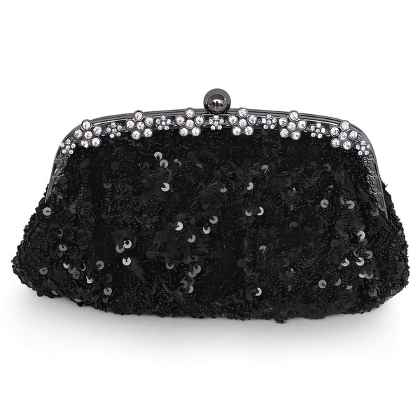Black Sequin Wedding Crystal/ Rhinestone Handbags #LDB03160205