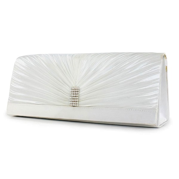 White Silk Wedding Crystal/ Rhinestone Handbags #LDB03160235