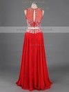 Floor-length Tulle Chiffon Beading Boutique Scoop Neck Two Piece Red Prom Dresses #LDB02017344