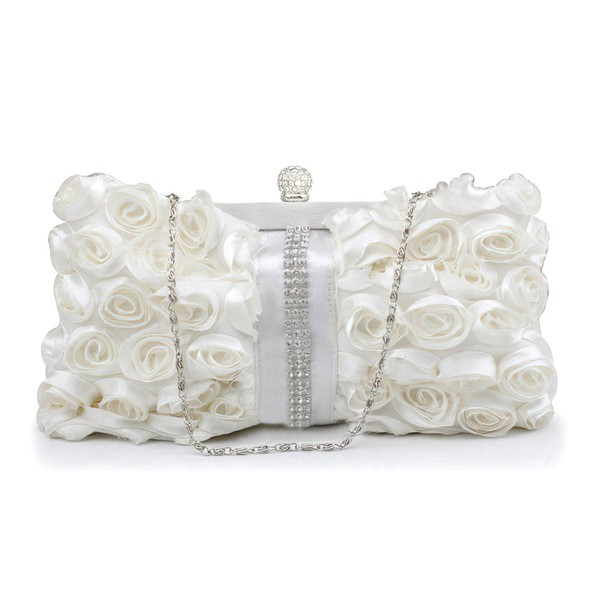 White Silk Wedding Crystal/ Rhinestone Handbags #LDB03160241
