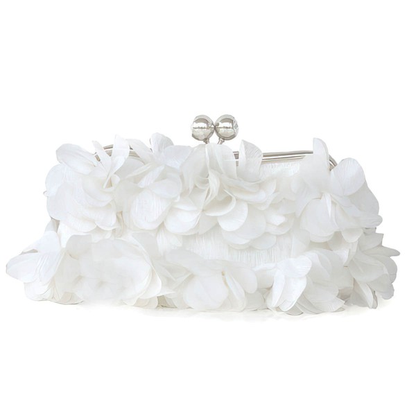 White Silk Wedding Flower Handbags #LDB03160244