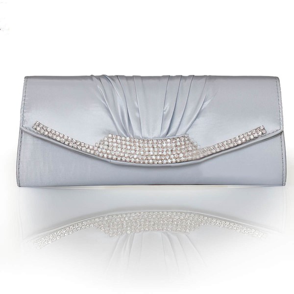 Silver Silk Ceremony & Party Crystal/ Rhinestone Handbags #LDB03160250