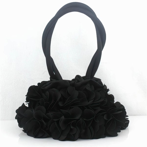 Black Silk Wedding Ruffles Handbags #LDB03160255