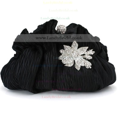 Black Silk Ceremony & Party Crystal/ Rhinestone Handbags #LDB03160261