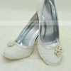 Women's Lace with Crystal Pearl Stiletto Heel Pumps Closed Toe #LDB03030002