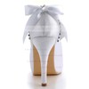 Women's Satin with Bowknot Crystal Stiletto Heel Pumps Peep Toe Platform #LDB03030004