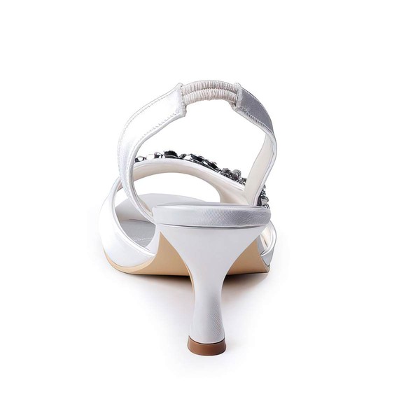 Women's Satin with Crystal Cone Heel Sandals Pumps #LDB03030011