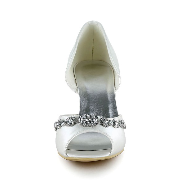 Women's Satin with Crystal Wedge Heel Pumps Sandals #LDB03030028