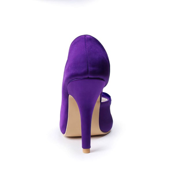 Women's Satin with Bowknot Crystal Stiletto Heel Pumps Peep Toe Platform #LDB03030036