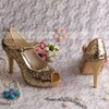 Women's Sparkling Glitter with Buckle Stiletto Heel Pumps Peep Toe #LDB03030054