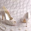 Women's Lace with Stitching Lace Stiletto Heel Pumps Sandals Peep Toe #LDB03030063