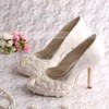 Women's Lace with Stitching Lace Stiletto Heel Pumps Sandals Peep Toe #LDB03030063