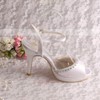 Women's Satin with Buckle Crystal Stiletto Heel Pumps Sandals #LDB03030064