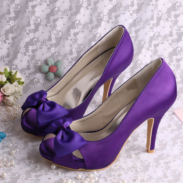 Women's Satin with Bowknot Crystal Hollow-out Stiletto Heel Pumps Sandals Peep Toe #LDB03030075