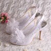 Women's Lace with Flower Stiletto Heel Pumps Sandals Peep Toe Slingbacks #LDB03030077
