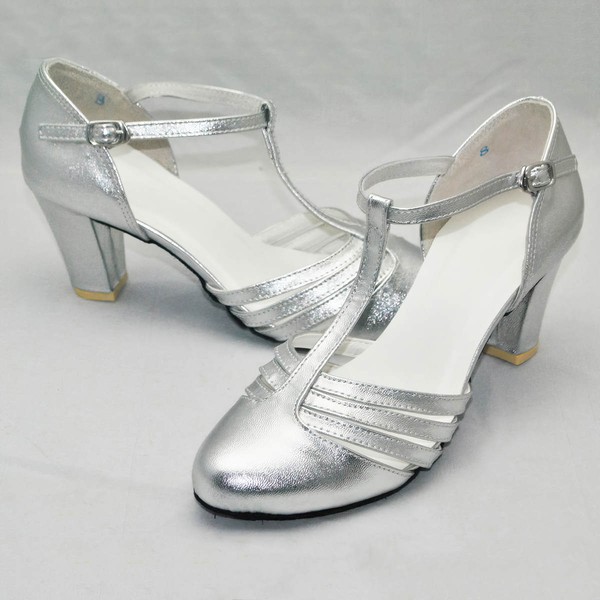 Women's Leatherette with Hollow-out Kitten Heel Pumps Closed Toe Sandals #LDB03030087