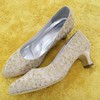 Women's Lace with Stitching Lace Spool Heel Pumps Closed Toe #LDB03030091