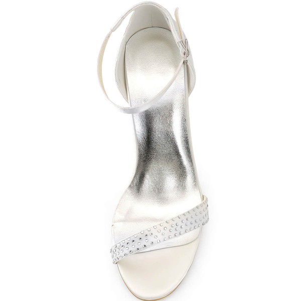 Women's Satin with Buckle Crystal Stiletto Heel Pumps Sandals #LDB03030096