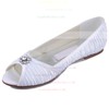 Women's Satin with Crystal Ruffles Flat Heel Peep Toe Flats #LDB03030105