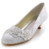 Women's Lace with Flower Crystal Low Heel Pumps Closed Toe #LDB03030107