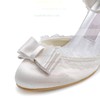 Women's Satin with Buckle Bowknot Stitching Lace Kitten Heel Pumps Closed Toe #LDB03030122
