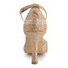 Women's Satin with Rhinestone Buckle Sequin Stiletto Heel Pumps Closed Toe #LDB03030128