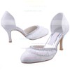 Women's Lace with Stitching Lace Crystal Stiletto Heel Pumps Closed Toe #LDB03030138
