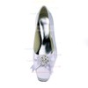 Women's Satin with Imitation Pearl Ribbon Tie Chunky Heel Pumps Closed Toe #LDB03030141