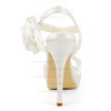 Women's Satin with Flower Stiletto Heel Peep Toe Platform Slingbacks #LDB03030173